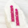 'Howdy' Seed Bead Drop Earrings - Fuchsia