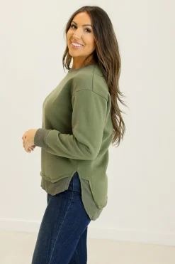 Hunter Green Ribbed Fleece Sweatshirt