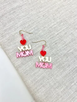 'I love you Mom' Acrylic Dangle Earrings