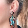 Iced Coffee Beaded Dangle Earrings