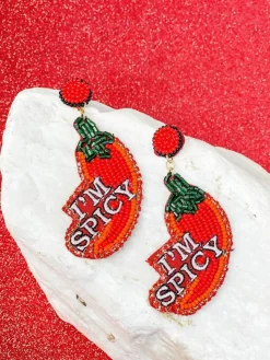 'I'm Spicy' Beaded Statement Earrings