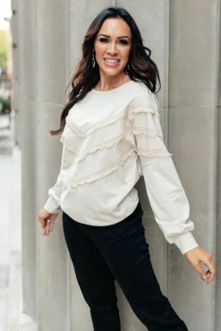 Into The Fringe Top in Beige