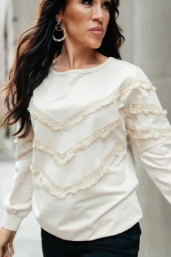 Into The Fringe Top in Beige