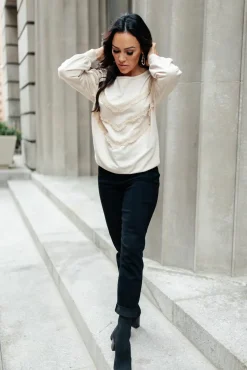 Into The Fringe Top in Beige