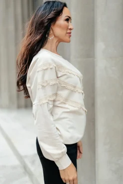 Into The Fringe Top in Beige