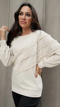 Into The Fringe Top in Beige