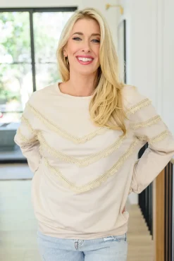 Into The Fringe Top in Beige