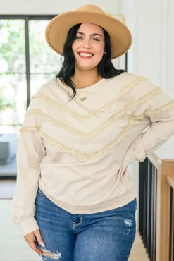 Into The Fringe Top in Beige