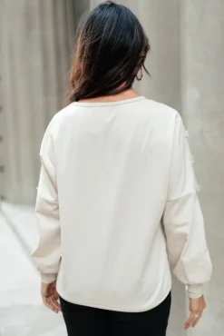 Into The Fringe Top in Beige