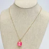 Iridescent Glass Crystal Pendant Necklace - Pink