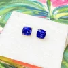 Iridescent Glass Crystal Stud Earrings - Sapphire
