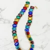 Iridescent Jewel Bib Necklace - Dark Multi