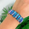 Iridescent Jewel Stretch Bracelet - Blue