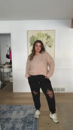 Irish Coffee Knitted Crop V Neck Sweater