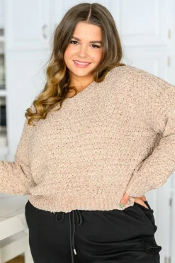 Irish Coffee Knitted Crop V Neck Sweater