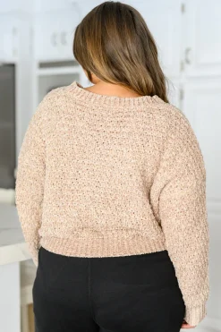 Irish Coffee Knitted Crop V Neck Sweater