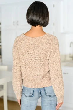 Irish Coffee Knitted Crop V Neck Sweater