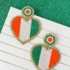 Irish Flag Heart Beaded Dangle Earrings