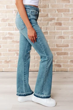 Isla Mid Rise Distressed Released Hem Bootcut Jeans by Judy Blue