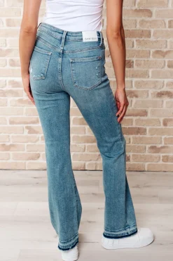 Isla Mid Rise Distressed Released Hem Bootcut Jeans by Judy Blue
