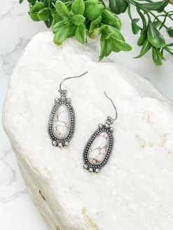 Ivory Semi Precious Western Teardrop Earrings