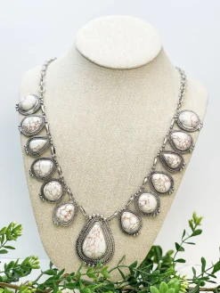 Ivory Semi Precious Western Teardrop Necklace