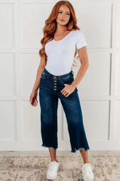 Janice High Rise Button Fly Wide Leg Crop Jeans by Judy Blue