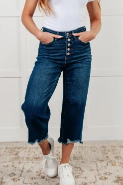 Janice High Rise Button Fly Wide Leg Crop Jeans by Judy Blue