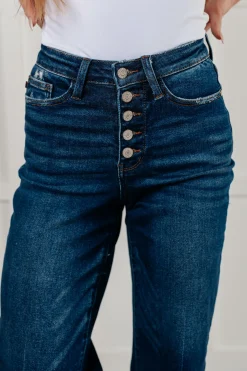 Janice High Rise Button Fly Wide Leg Crop Jeans by Judy Blue