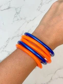 Jelly Bangle Set - Blue & Orange