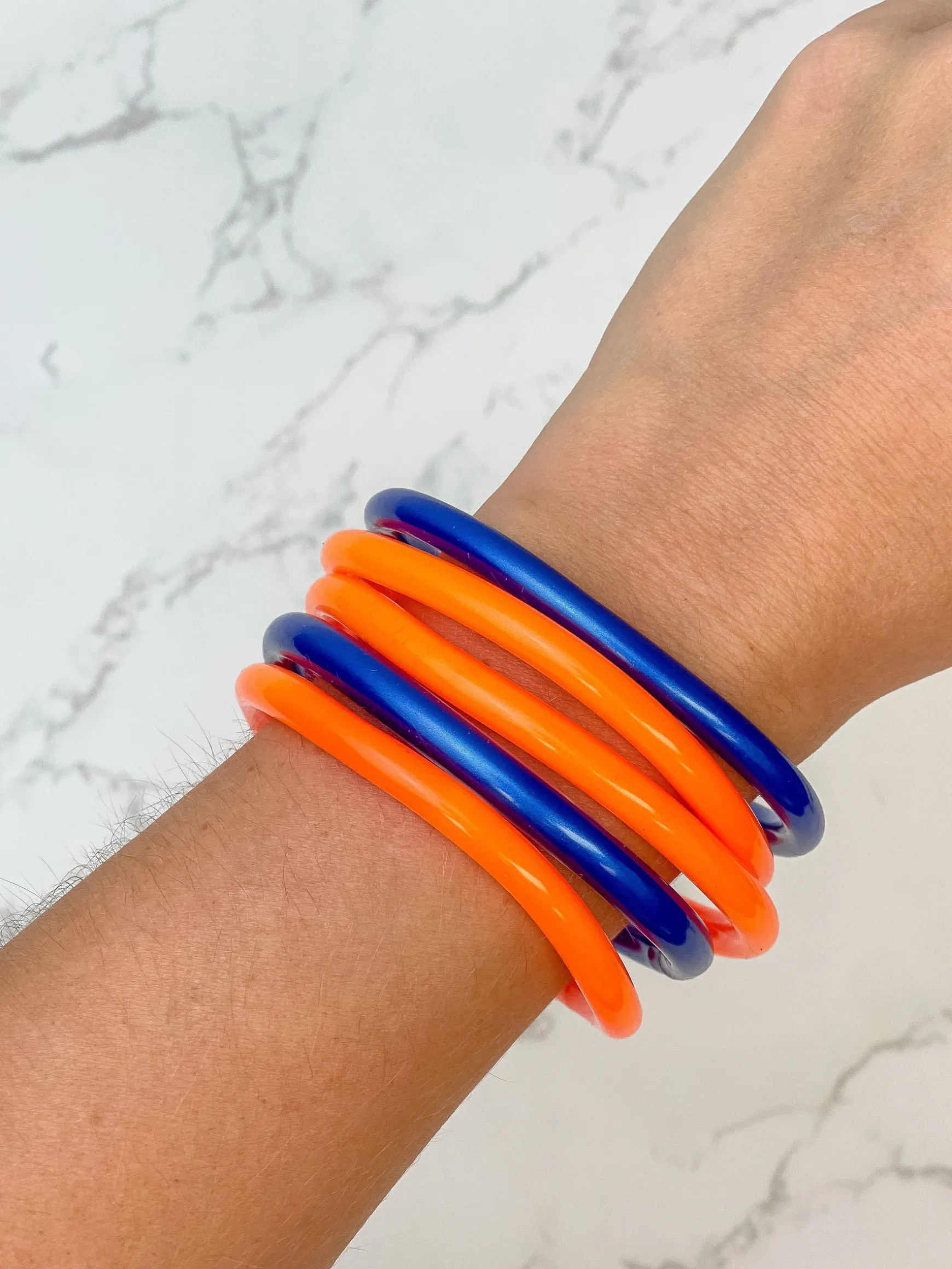 Jelly Bangle Set - Blue & Orange