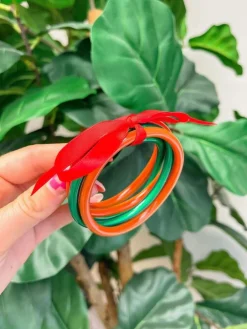Jelly Bangle Sets - Red & Green