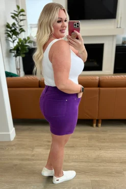 Jenna High Rise Control Top Cuffed Shorts by Judy Blue in Purple