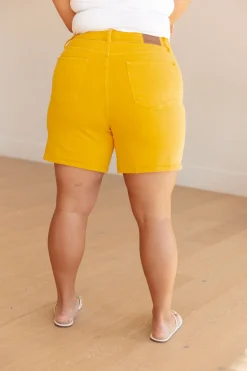 Jenna High Rise Control Top Cuffed Shorts by Judy Blue in Yellow