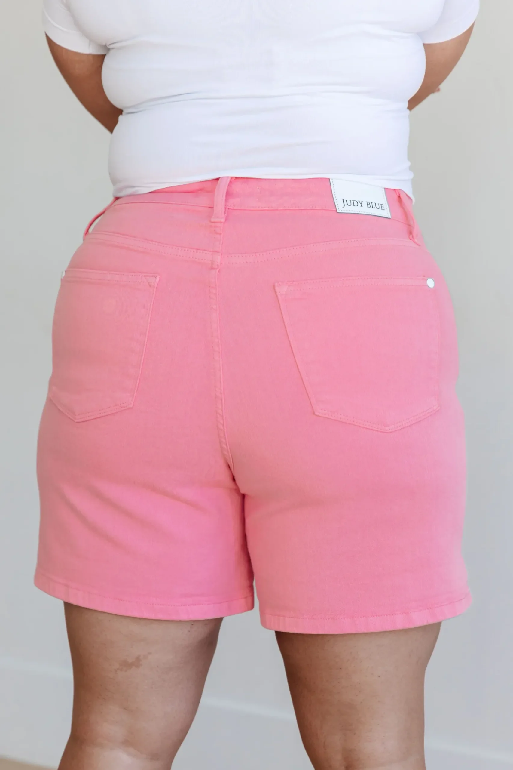 Jenna High Rise Control Top Cuffed Shorts by Judy Blue in Pink
