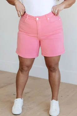 Jenna High Rise Control Top Cuffed Shorts by Judy Blue in Pink