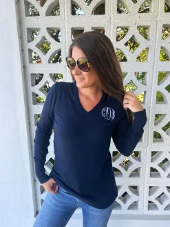 Jules Monogrammed V-Neck Sweater (Ships in 2-3 Weeks)