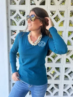 Jules Monogrammed V-Neck Sweater (Ships in 2-3 Weeks)