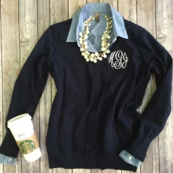 Jules Monogrammed V-Neck Sweater (Ships in 2-3 Weeks)