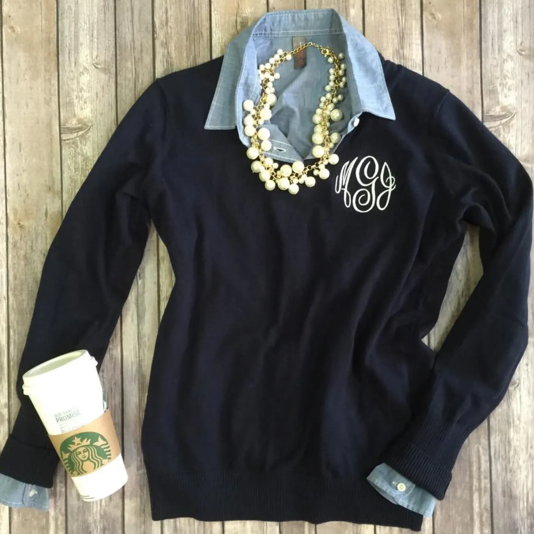 Jules Monogrammed V-Neck Sweater (Ships in 2-3 Weeks)