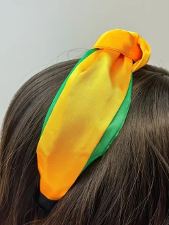 Jumbo Puffy Knotted Headbands - Gold & Green