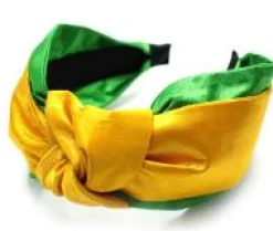 Jumbo Puffy Knotted Headbands - Gold & Green