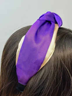 Jumbo Puffy Knotted Headbands - Purple & Gold