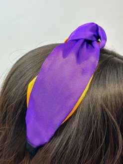 Jumbo Puffy Knotted Headbands - Yellow & Purple