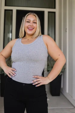 Just One More Ribbed Tank in Heather Grey