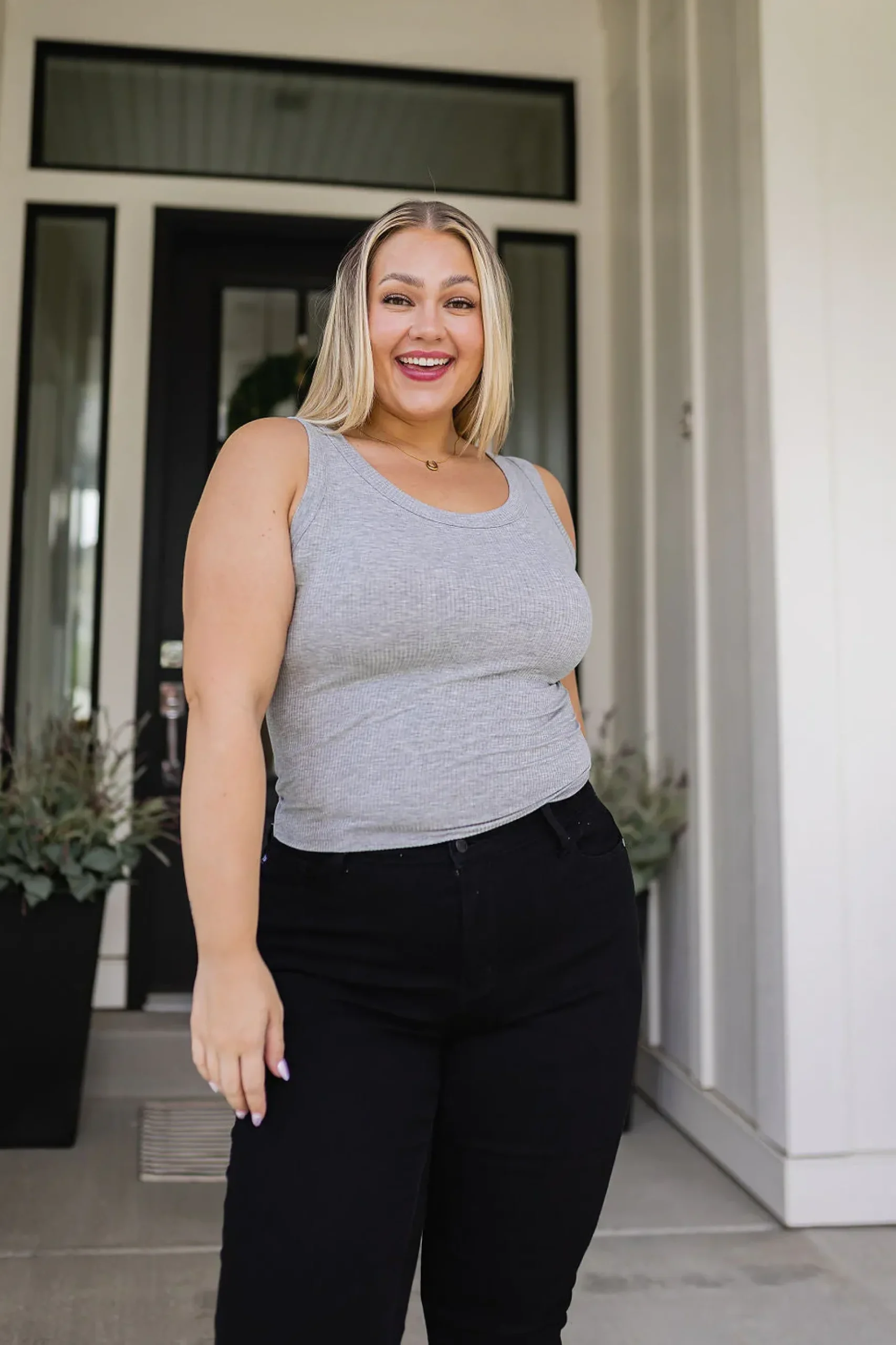 Just One More Ribbed Tank in Heather Grey