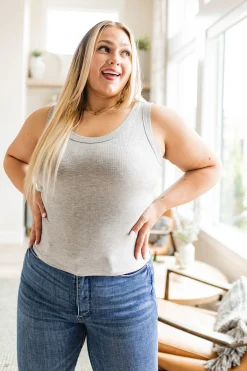 Just One More Ribbed Tank in Heather Grey