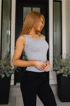 Just One More Ribbed Tank in Heather Grey