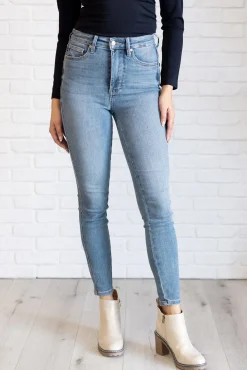 Justine High Rise Control Top Contrast Wash Skinny Jeans