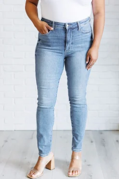 Justine High Rise Control Top Contrast Wash Skinny Jeans